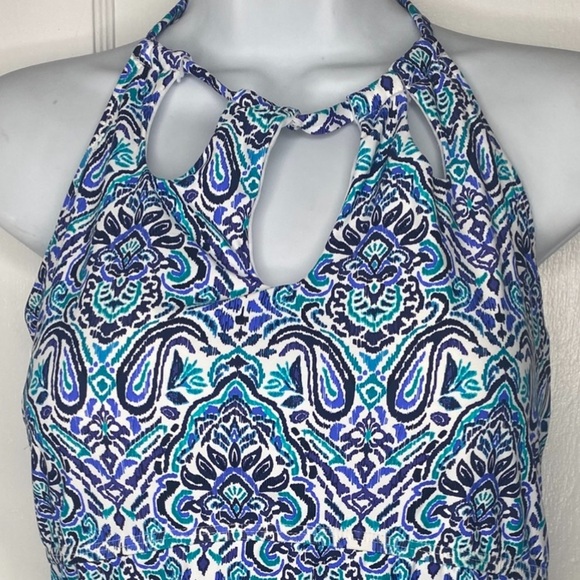 Leilani NWT Blue & White Patterned Halter Bathing Suit Top - Picture 2 of 7